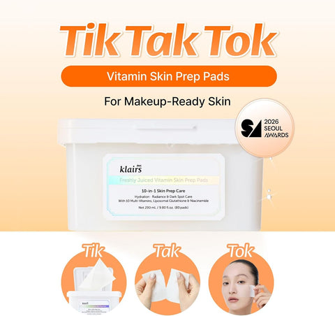 DearKlairs Vitamin C & Glutathione Toner Pads - Exfoliating & Brightening, 80 Pads