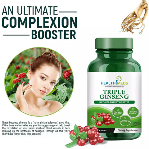 HealthMeds Triple Ginseng Natural Energy Booster 60 Capsules