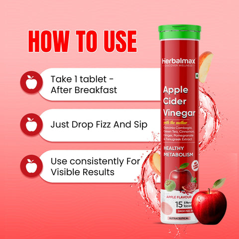 Herbal max Apple Cider Vinegar Effervescent Tablets 15 (Apple flavor)