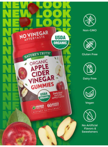 Nature's Truth Apple Cider Vinegar | Organic 60 Vegan Gummies