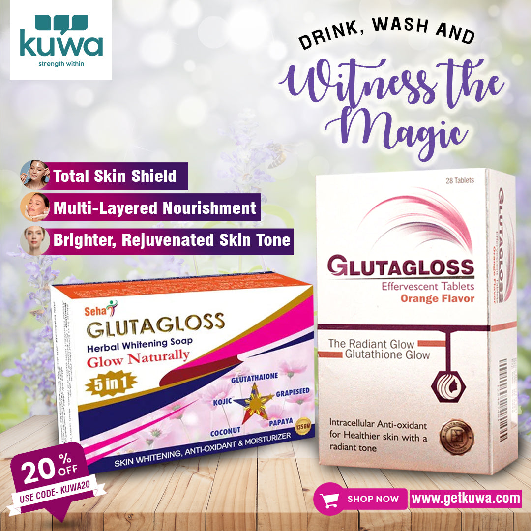 Glutagloss Herbal Soap and Glutagloss Tablet Combo