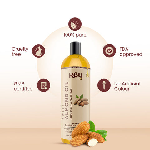 Rey Naturals Almond Hair Oil (Badam oil) 200 ml