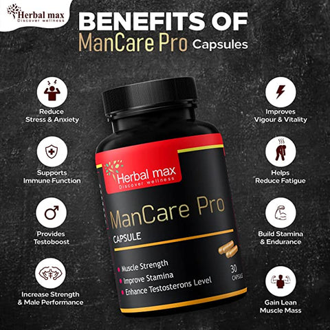 Herbal Max ManCare Pro 30 Capsule + Kapiva Shilajit Gold Capsules 30 capsules