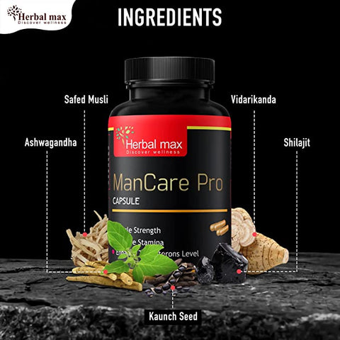 Herbal Max ManCare Pro 30 Capsule + Kapiva Shilajit Gold Capsules 30 capsules