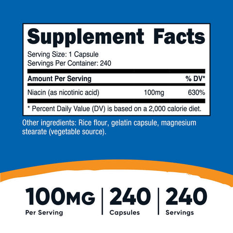 Nutricost Niacin (Vitamin B3) 100 mg - 240 Capsules - Image 2