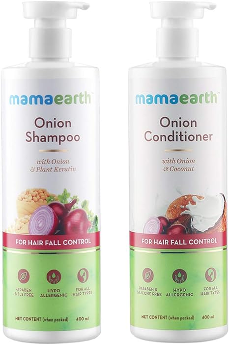 Mamaearth Hair Fall Control Combo(Onion Shampoo, 400 ml + Onion Conditioner, 400 ml)