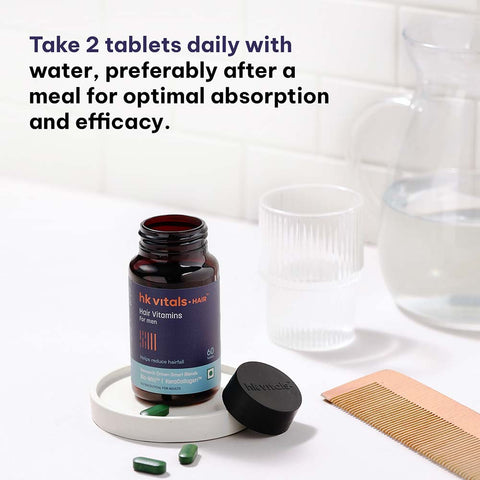 HK Vitals Hair Vitamin With Dht Blockers (60 Capsules) | Omega & Biotin, Supports Keratin Synthesis & Helps Reduce Hair Fall