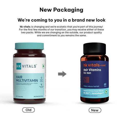 HK Vitals Hair Vitamin With Dht Blockers (60 Capsules) | Omega & Biotin, Supports Keratin Synthesis & Helps Reduce Hair Fall