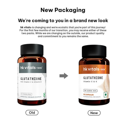 HK Vitals Glutathione (30 Veg Capsules) | With Vitamin C & E, Biotin | For Skin Glow And Hydration