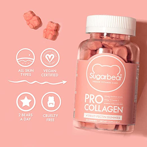 Sugarbear ProCollagen, Vegan Collagen Gummies + FREE Plix Flaunt Your Hair Orange Burst 15 Effervescent Tablets Combo