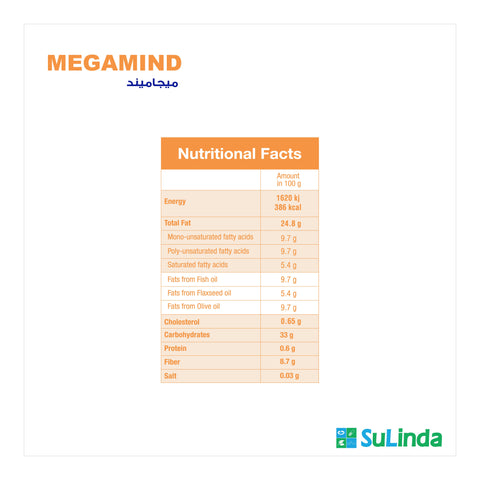 Megamind Drink Fish Oil 2.75 g, Olive Oil 1 g and Flaxseed Oil Mango and Peach Flavor 230 ml Syrup