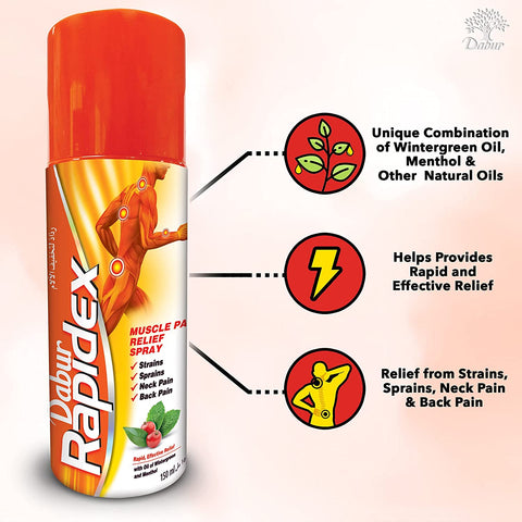 Dabur Rapidex Muscle and Joint Pain Relief Spray, 150 mL