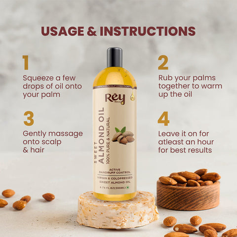 Rey Naturals Almond Hair Oil (Badam oil) 200 ml