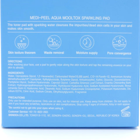 MEDI-PEEL Aqua Mooltox Sparkling Pad 70 pads Smooth K-Beauty 300ml