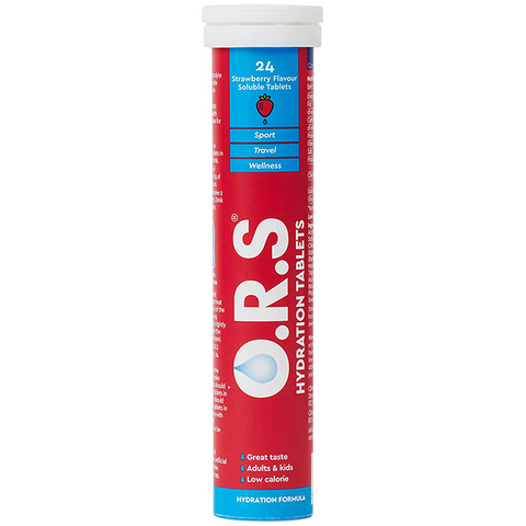 O.R.S Hydration Tablets With Electrolytes, Vegan, Gluten And Lactose Free Formula - Strawberry Flavour 24'S