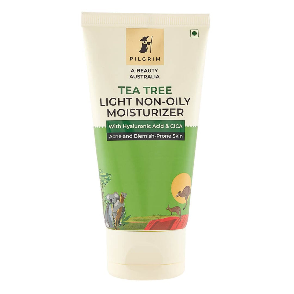 Pilgrim Australian Tea Tree oil free moisturizer for face for oily & acne prone skin with Hyaluronic acid & CICA |Tea tree light non-oily moisturizer for face |Face moisturizer for women & men | 80 gm