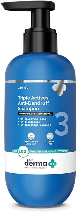 THE DERMA CO Triple Actives Anti-Dandruff Shampoo – 2% Salicylic Acid, 1% Climbazole, 1% Piroctone Olamine – 200ml