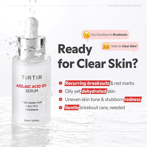 TIRTIR Azelaic Acid Serum 12% - For Blemish-Prone Skin, 30ml