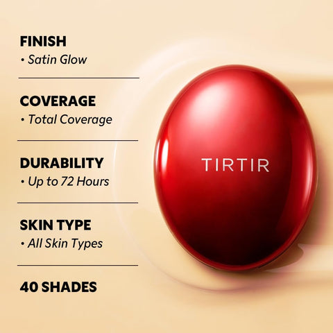 TIRTIR Mask Fit Red Cushion Foundation - Semi-Matte, Long-Lasting - 47N Ebony, 18g