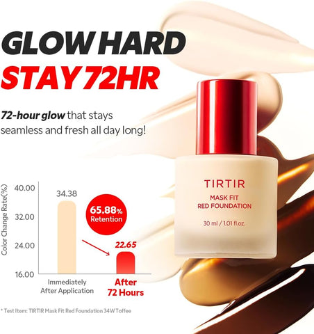 TIRTIR Mask Fit Red Foundation - Hydrating, Pore-Blurring - 30ml