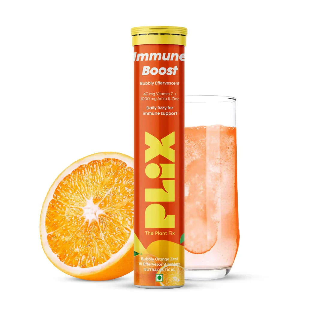 Plix Immune Boost Bubbly Orange Zest 15 Effervescent Tablets