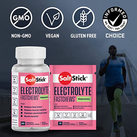 SaltStick Electrolyte Fastchews- Watermelon, 60 Tablets