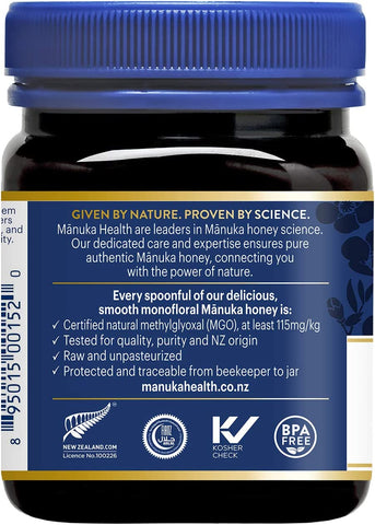 MANUKA HEALTH - MGO 115+ Manuka Honey, 100% Pure New Zealand Honey, 500 g