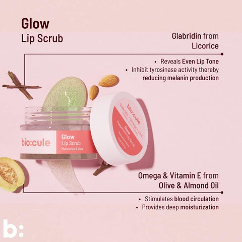 Biocule Glow Lip Scrub : Glabridin + Omega + Vit E 12gm