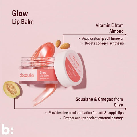 Biocule Glow Lip Balm : Squalane + Omega + Vit E 12gm
