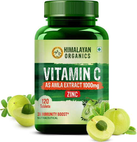 Himalayan Organics Vitamin C as Amla Extract 1000mg Zinc 120 Tablets