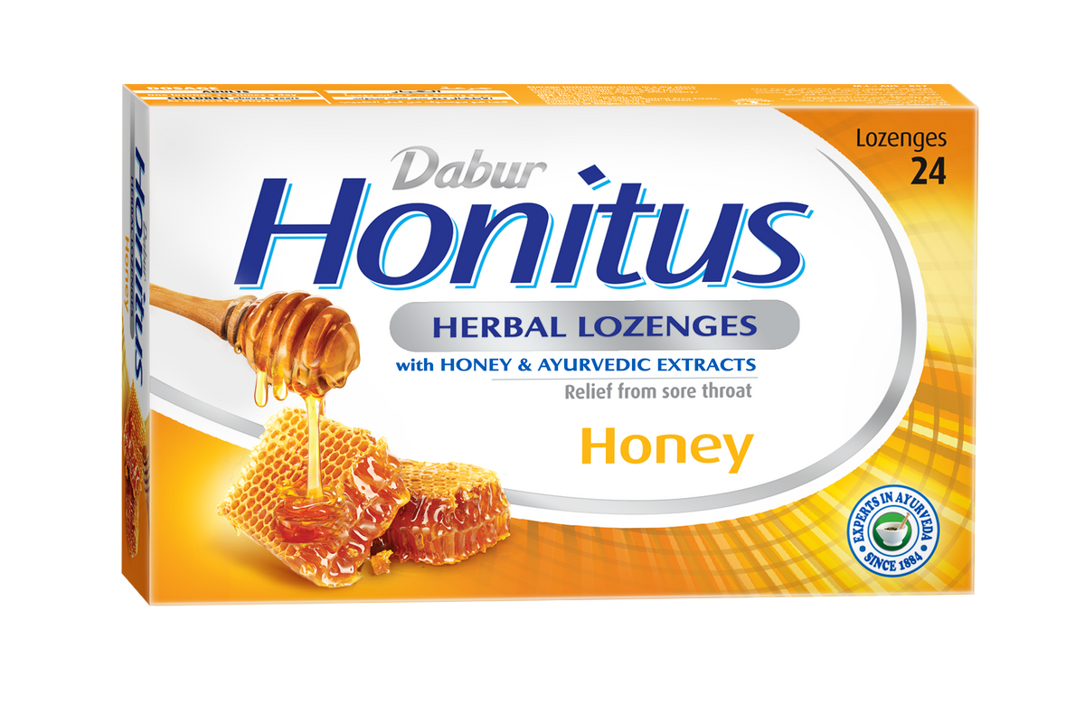 Dabur Honitus Herbal Lozenges-Honey, 24 Lozenges