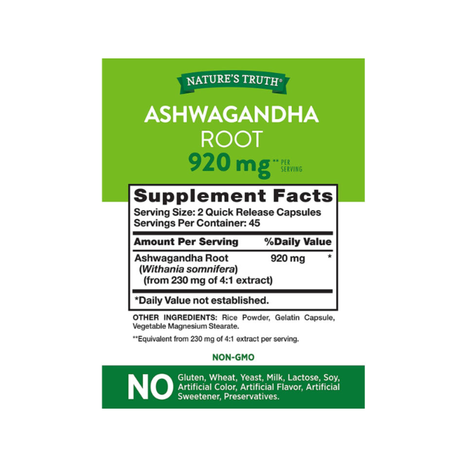 Nature's Truth Ashwagandha Capsules 920 mg, 90 capsules