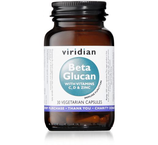 viridian Beta Glucan 250mg (بالإضافة إلى فيتامين C و D3 والزنك) 30 كبسولة نباتية