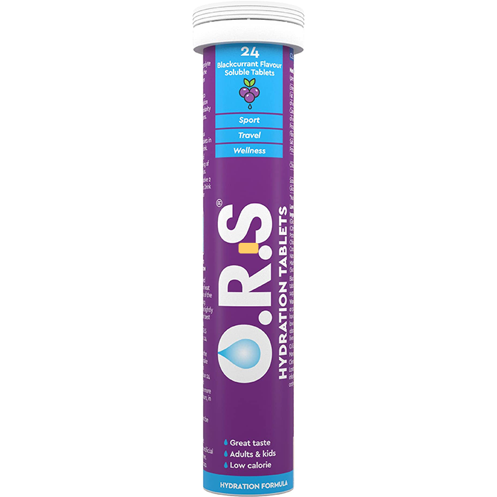 Ors Hydration Tablets With Electrolytes, Vegan, Gluten And Lactose Free Formula - Black Currant Flavour 24'S