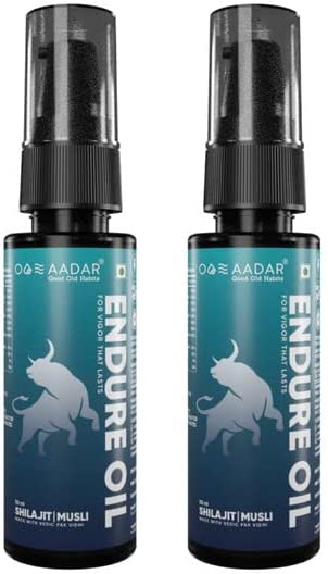AADAR ENDURE Oil | Ayurvedic Massage Power Oil for men long Sx time | Control your Power, strengthens the nerves |Shilajit & Musli (30 ml) (pack)