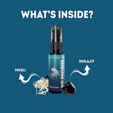 AADAR ENDURE Oil | Ayurvedic Massage Power Oil for men long Sx time | Control your Power, strengthens the nerves |Shilajit & Musli (30 ml) (pack)