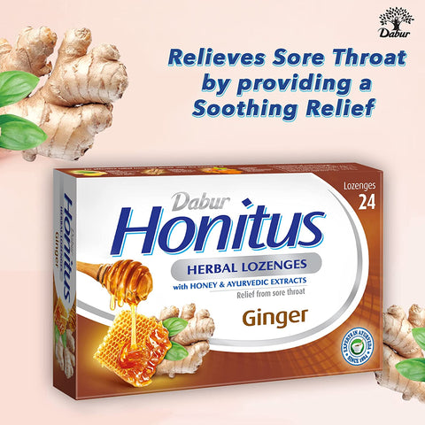 Dabur Honitus Lozenges - Ginger Flavour, 24 Lozenges