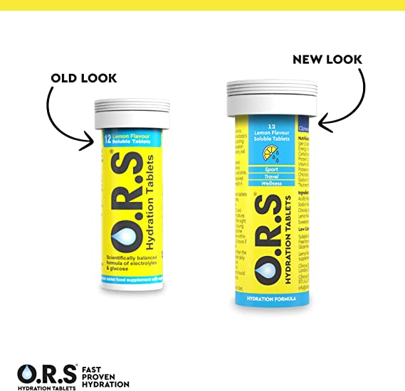 Ors Hydration Tablets with Electrolytes, Vegan, Gluten and Lactose Free Formula - Natural Lemon Flavour 24'S