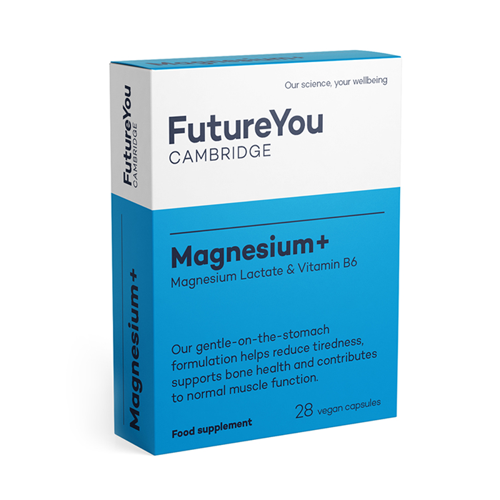 ماغنسيوم 575 مجم لاكتات المغنيسيوم مع فيتامين ب 6 - تركيبة سهلة الامتصاص - نباتي مناسب - كمية تكفي 28 يومًا - تم تطويره بواسطة FutureYou Cambridge