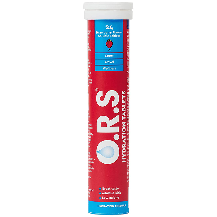 Ors Hydration Tablets With Electrolytes, Vegan, Gluten And Lactose Free Formula - Strawberry Flavour 24'S